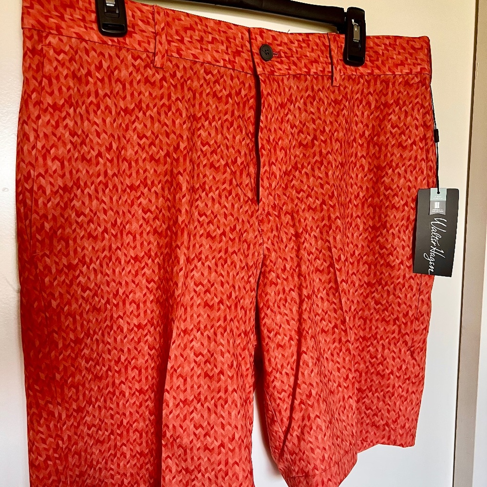 Walter Hagen Men's Perfect 11 Golf Shorts - Herringbone Sweet Orange